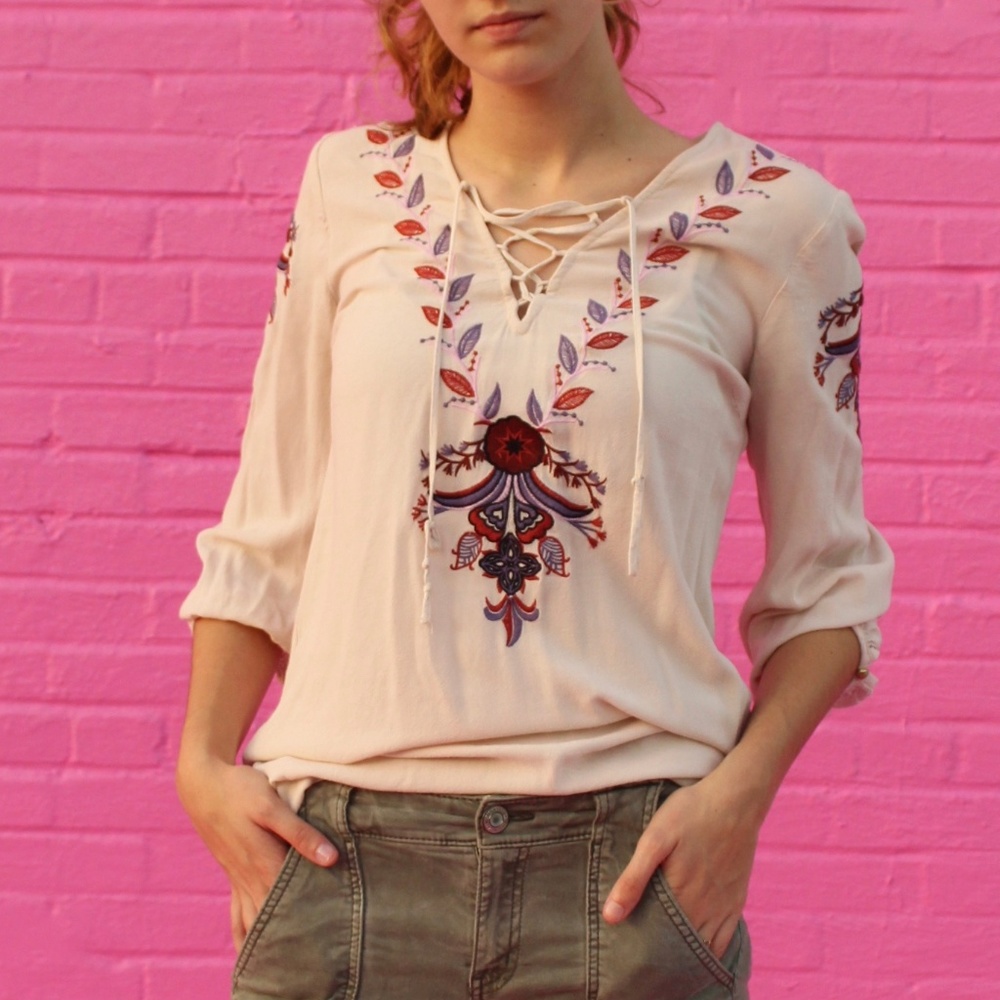 Embroidered Blush Pink Shirt